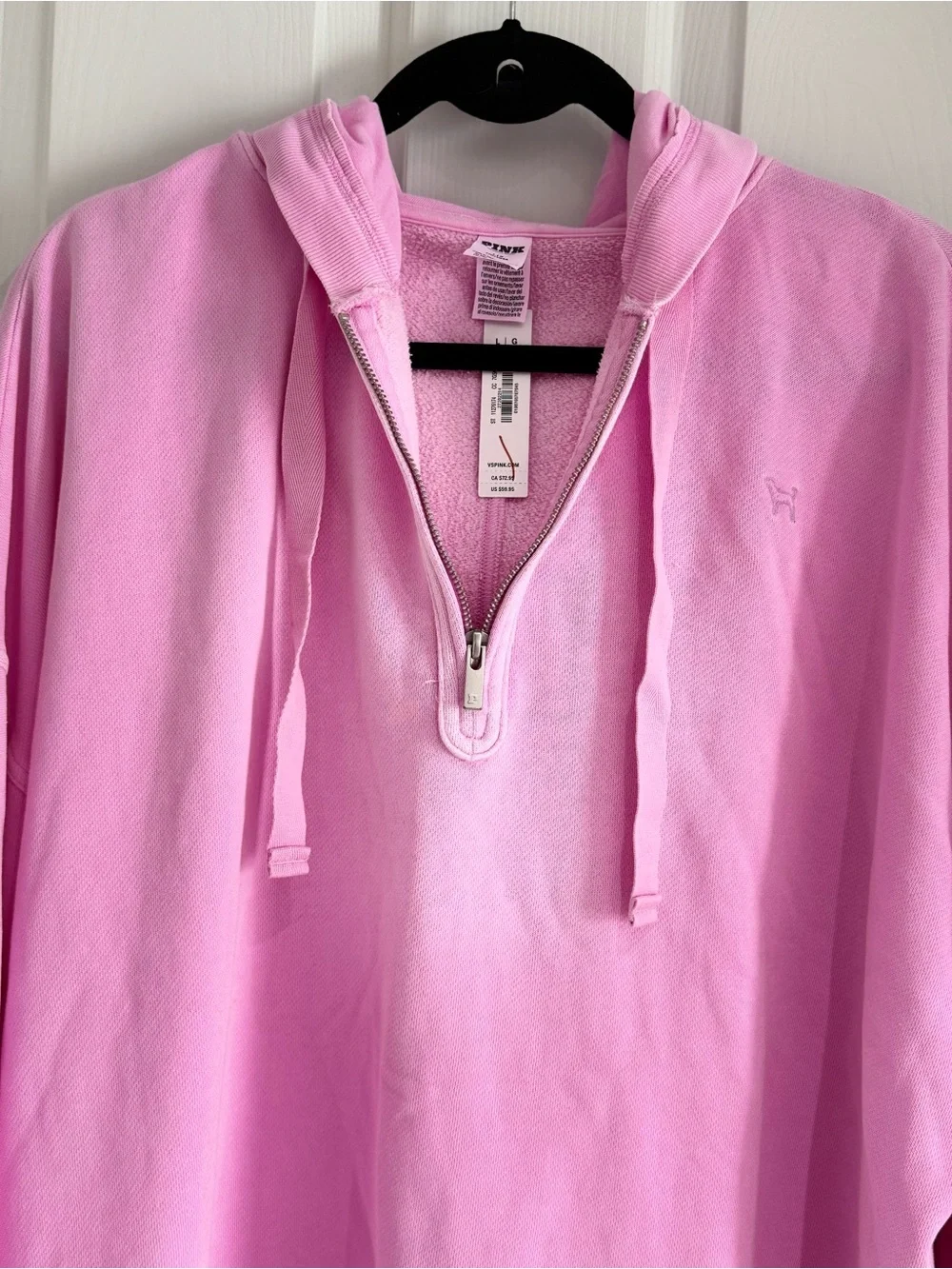 PINK Victoria's Secret Pink Half-Zip Hoodie Pullover Oversized - Picture 3 of 12